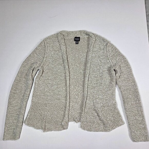 Eileen Fisher Cardigan XS Beige Neutral Open Front Textured Coastal Beachy - Picture 1 of 7